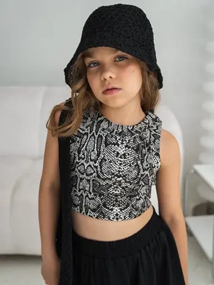 Летний кроп топ трикотажный детский