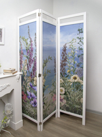 Ширма - перегородка для зонирования пространства деревянная с картинкой с обеих сторон "Райские птички", 3 створки, 480*1800 мм