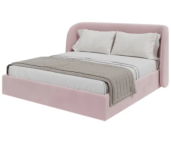Кровать двуспальная Classic 180 см (розовый, велюр)
