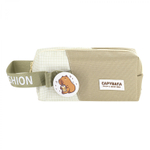 Пенал - косметичка Alingar, ткань, молния, значок, петля, 190 х 70 х 60 мм, "Capybara. Have a good idea", микс (коричн, беж, св-корич), европодвес