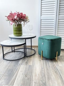 Пуф для гостиной ARES BLUVEL-78 GREEN / GOLD