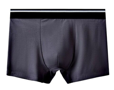 Мужские однотонные трусы-боксеры с резинкой в полоску (Размер: M) (Цвет: темно-синий)