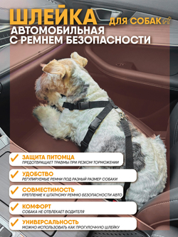 Автомобильная шлейка с ремнем безопасности, Монморанси,черный, M