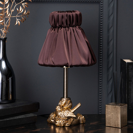 Настольная лампа Белла Бронза с абажуром Адель Шоколад