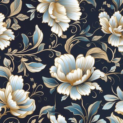 Золотые цветы на синем фоне