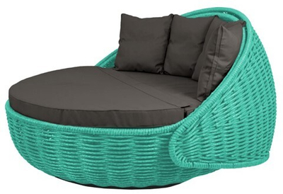 Круглый шезлонг Диван-кровать Nestbed (бирюзовый, подушка графит)