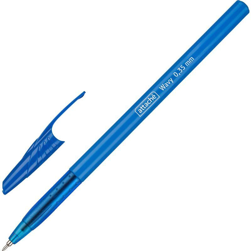 Ручка шариковая Attache "Wavy" синяя, 0,35мм., масляная