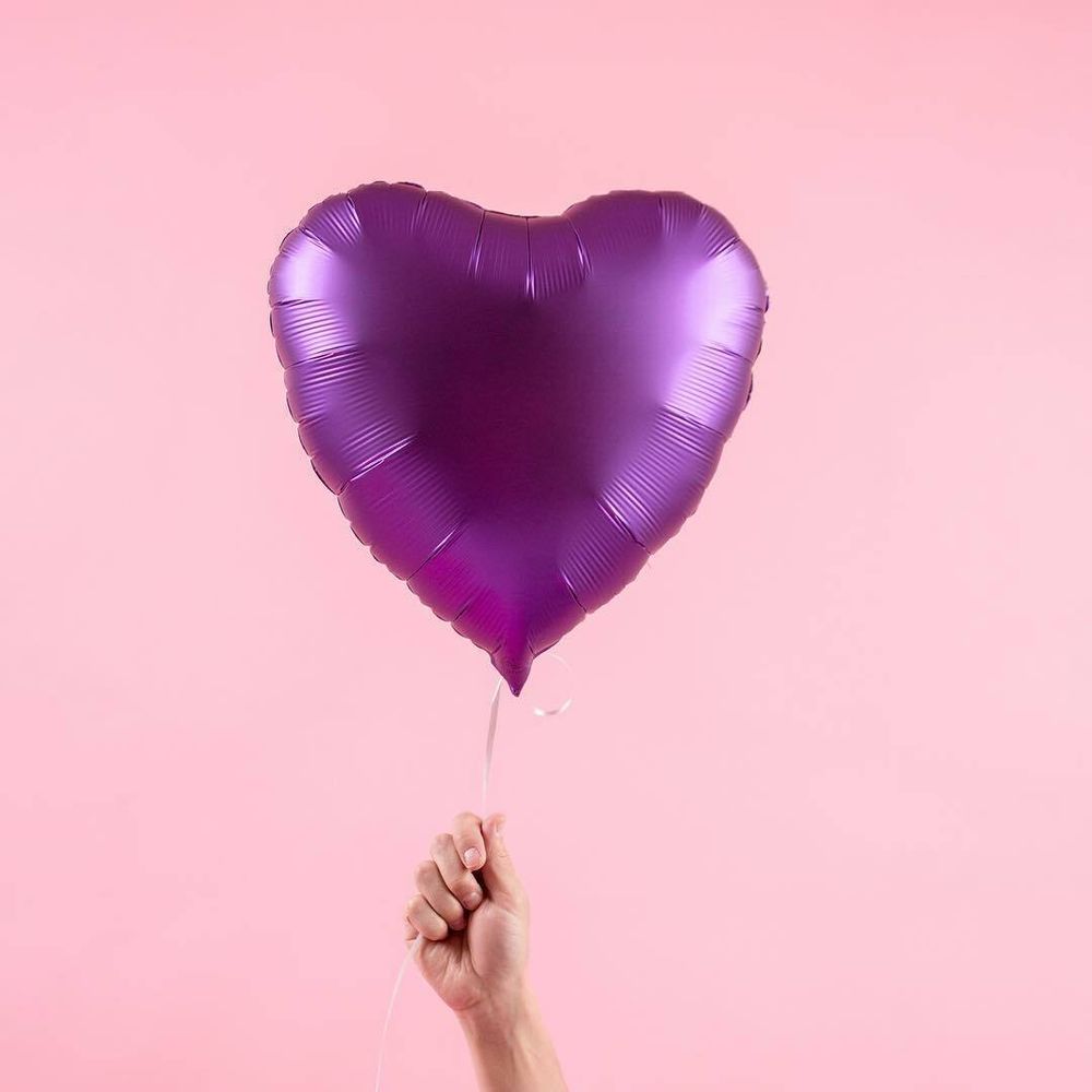 AN Шар сердце 18" / 46 см сатин Purple Royale (фиолетовый) (БГ-15)  Изображение2