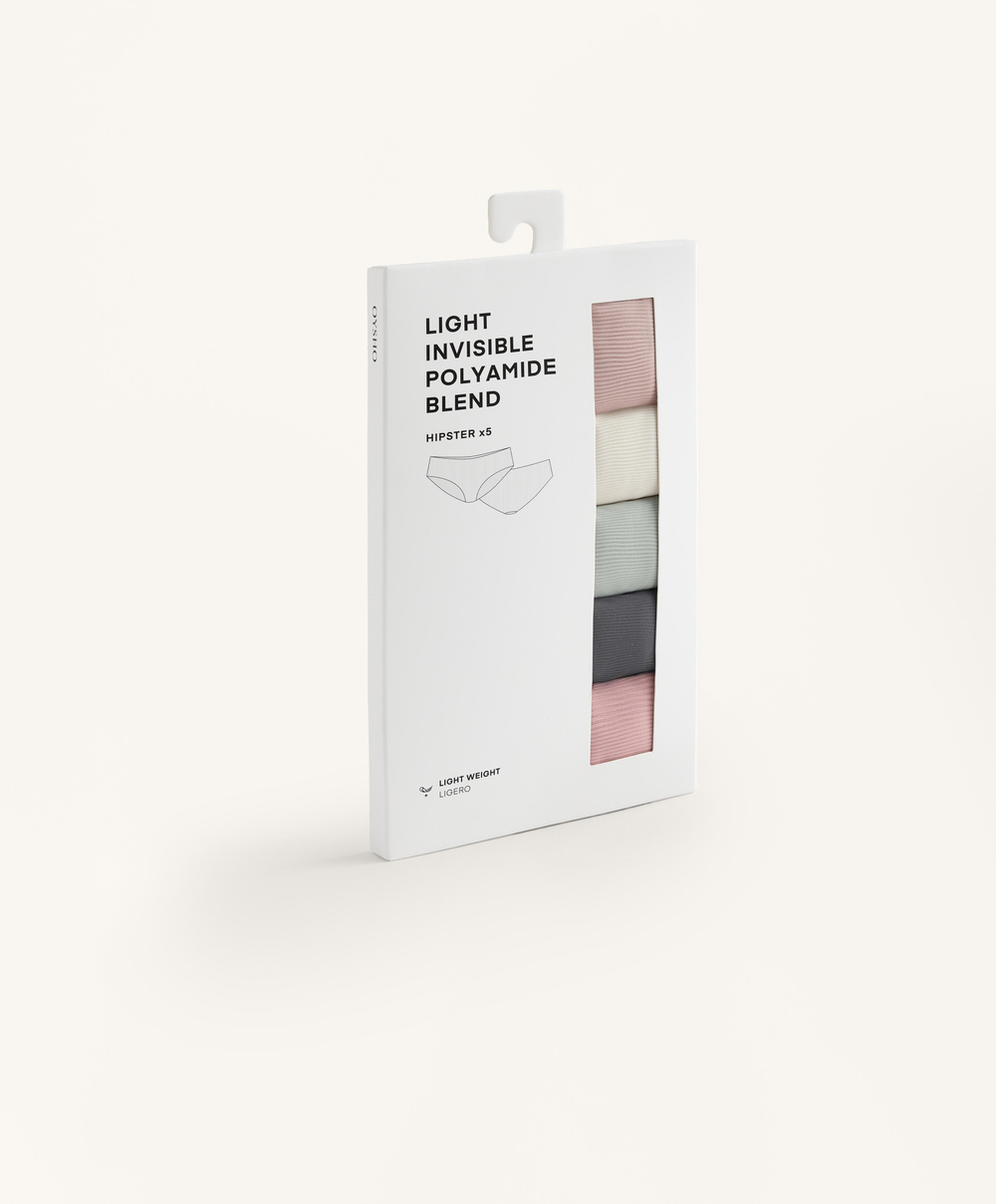 OYSHO Набор из пяти трусиков-хипстеров из полиамидной смеси, антрацитовый меланж