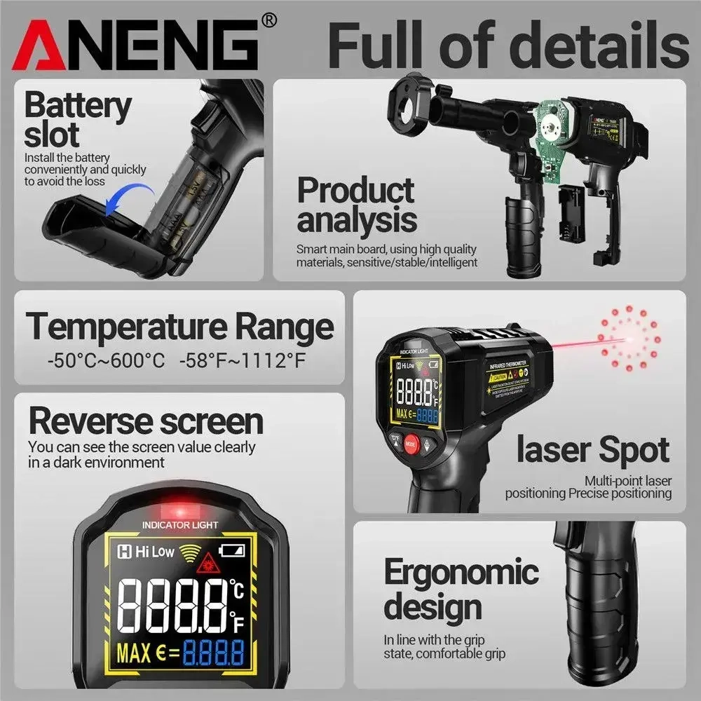 Пирометр (бесконтактный термометр) ANENG TH203