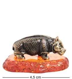 Народные промыслы AM- 791 Фигурка «Бегемотик» (латунь, янтарь)