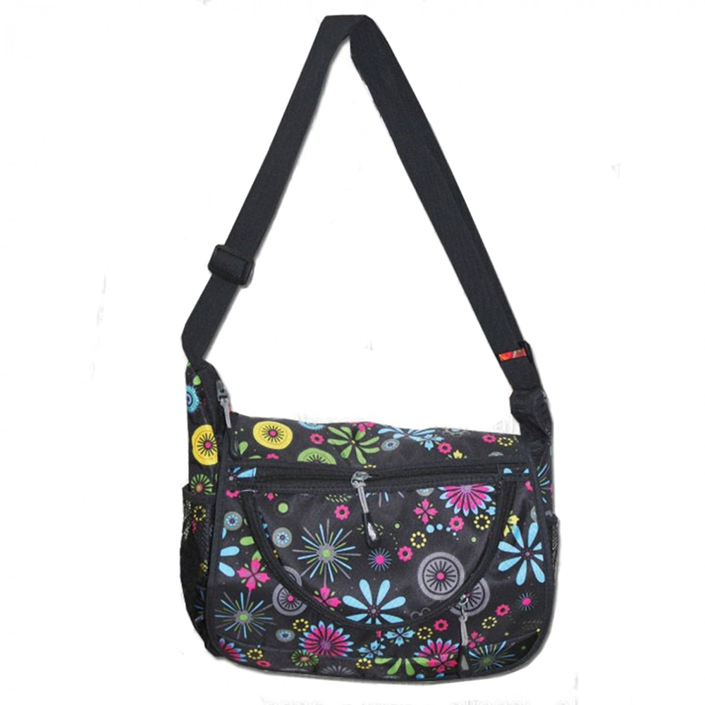 Сумка женская/для девочки Alingar, 250х300х110 мм, "Цветы", рем.через плечо, 1 отделение, влагост. текстиль, внеш. карманы, розовый (цветочный узор)