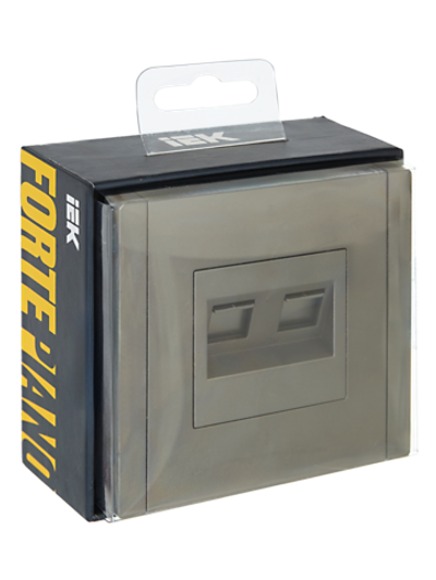 FORTE&PIANO Розетка компьютерная двойная RJ45 кат.6 FP534 сталь IEK