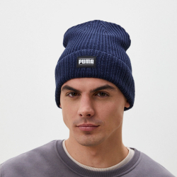Шапка PUMA Ribbed Classic Cuff Beanie, 02403810, темно-синий
