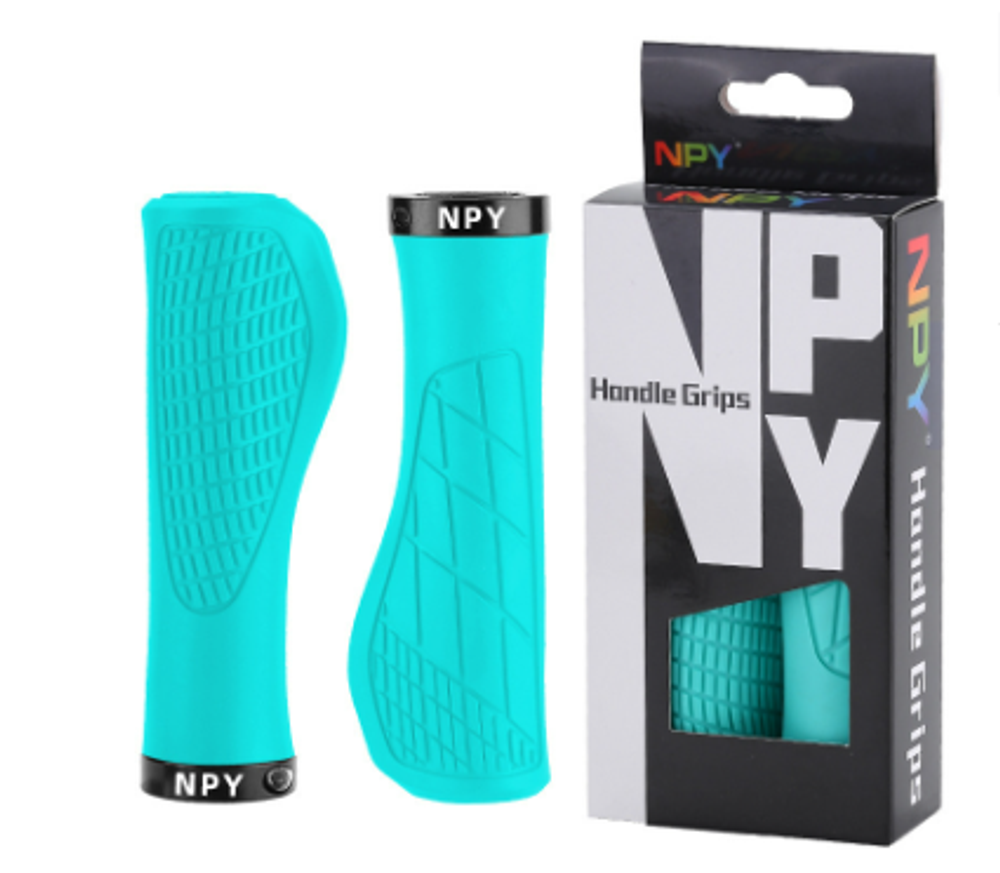 Грипсы эргономичные NPY-S133 бирюзовые с черным метал. зажимам 22*130мм