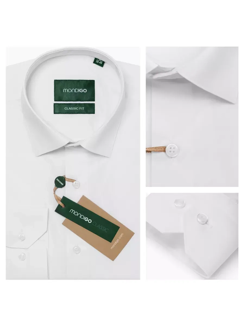 Рубашка классическая CLASSIC FIT с длинным рукавом, белая