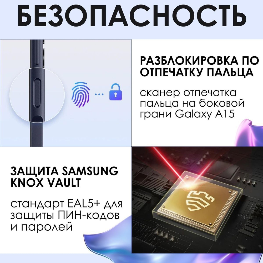 Смартфон Samsung Galaxy A15 6/128 GB, blue black