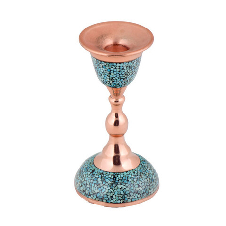 Медный подсвечник фирузе куби F021 572 натуральная бирюза Иран