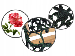 Уличная чугунная скамейка Садовая роза (Garden rose), чугун, лакированный тополь