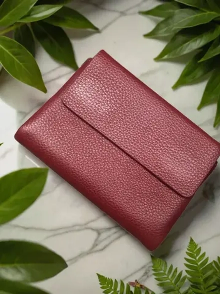 Компактный кошелек из натуральной кожи бордо