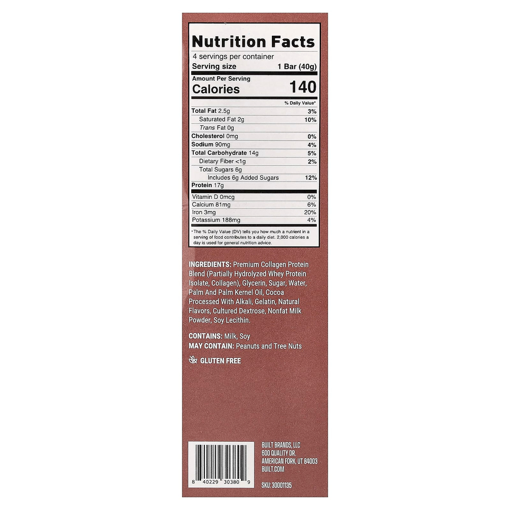 Built, Puff, протеиновые батончики, тесто для брауни, 4 шт. по 40 г (1,41 унции)