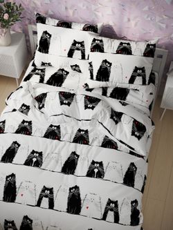Простынь на резинке перкаль Сказка "Коты" 120x200 см