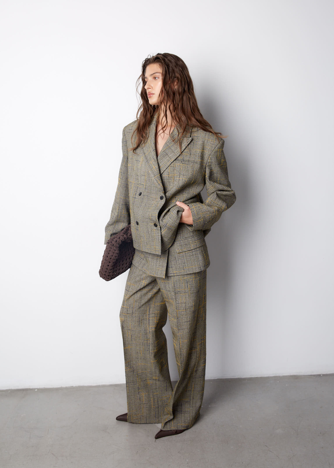 Баска-юбка из шелка и вискозы Боттега Венета желтый/синий