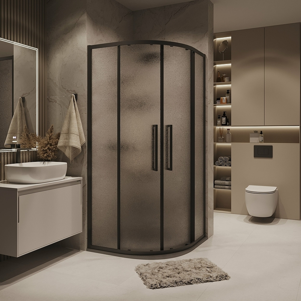 Душевой уголок Grossman Cosmo 100х100 301.K33.02.1010.21.02 профиль Черный матовый стекло шиншилла