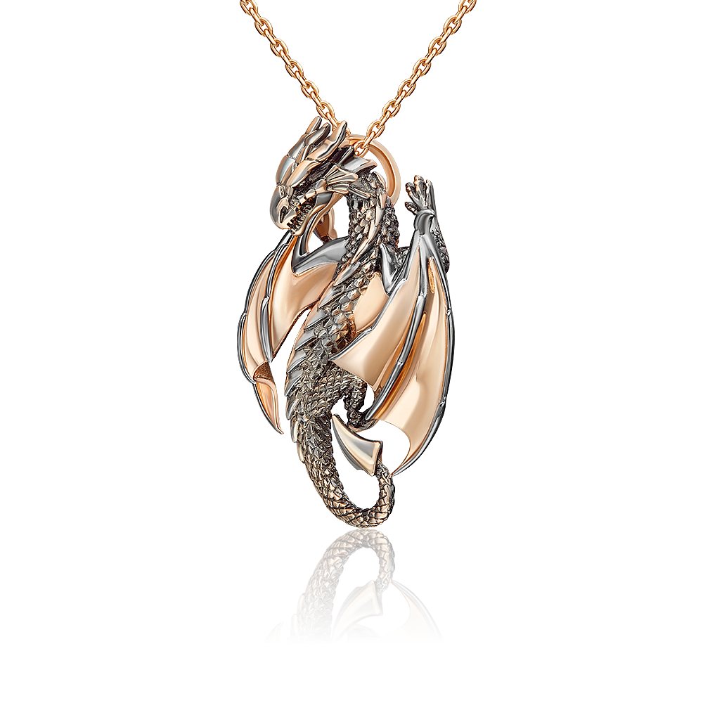 Подвеска «Дракон» из красного золота