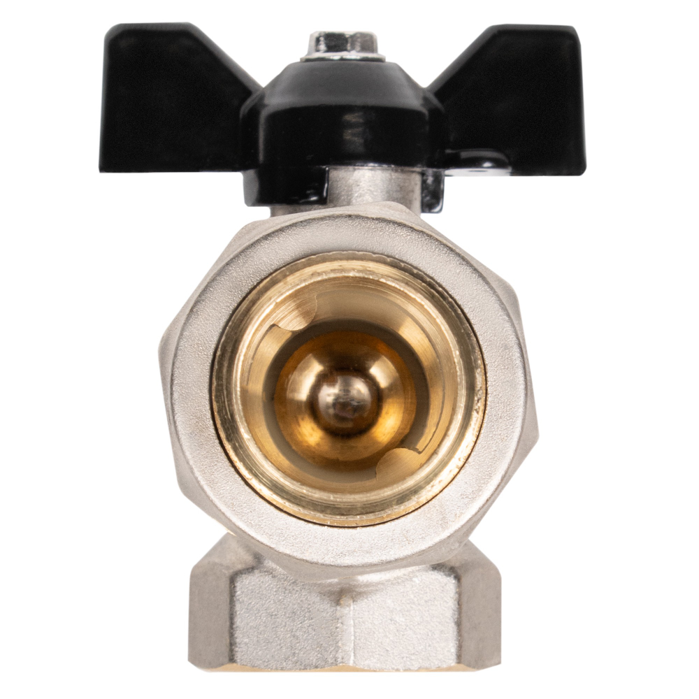 Кран шаровой латунный LD Pride 47.20.В-ГШ.У.Б Ду 20 Ру 40, угловой, вн-американка, (бабочка)