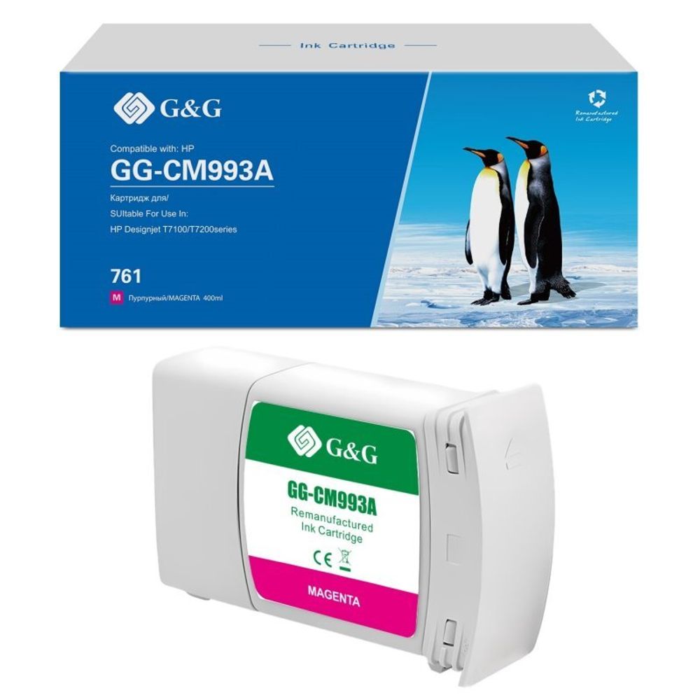 Картридж G&amp;G аналог HP CM993A (761) для DesignJet T7100, пурпурный (400 мл)