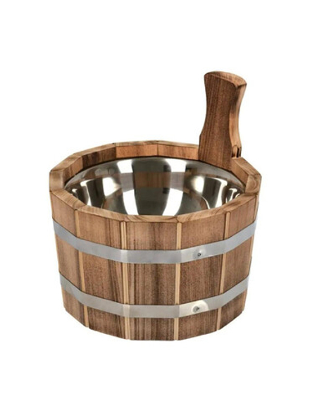 Дубовый ушат  тёмный, с нерж. вставкой, 3л.