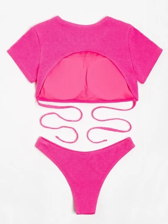 Купальник женский раздельный MINAKU с топом цвет розовый, размер 44