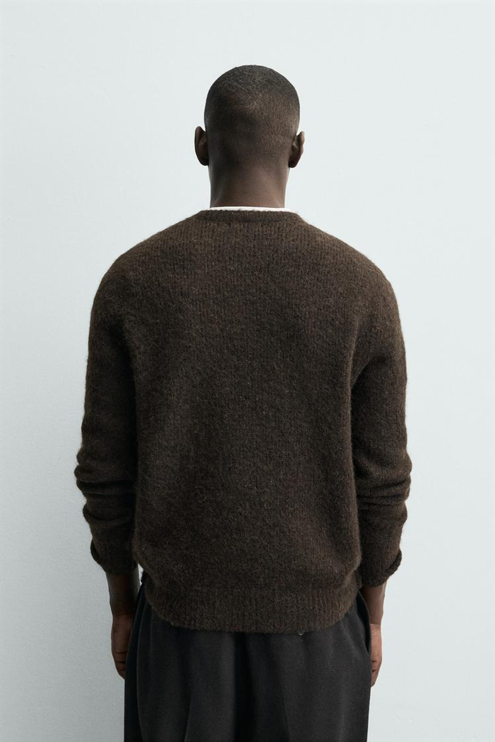 ZARA ФАКТУРНЫЙ СВИТЕР С ШЕРСТЬЮ, ШОКОЛАДНЫЙ