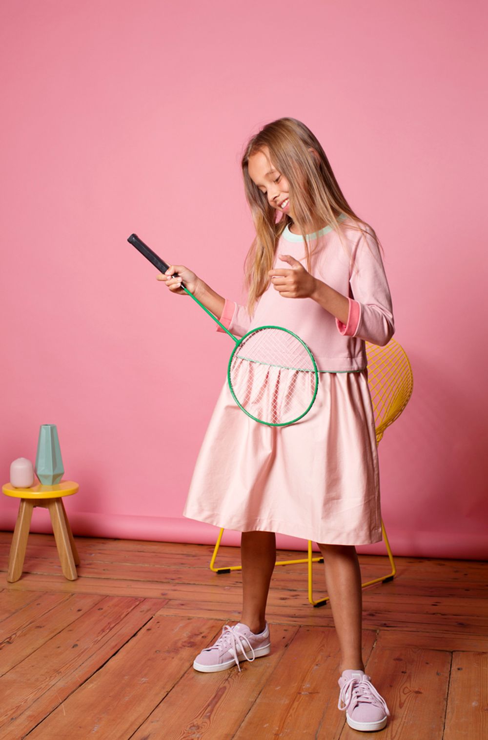 Платье с кантом РОЗА/МЯТА