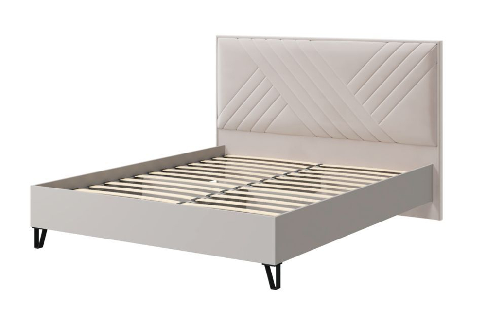 Кровать двухспальная 140х200 с ортопедическим основанием Кашемир мягкая спинка, Белый