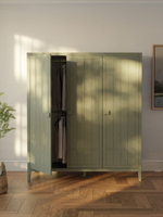 Dipriz Шкаф для одежды Карлос из сосны, 3 двери, 154х50х173, со штангой и полками, эвкалипт