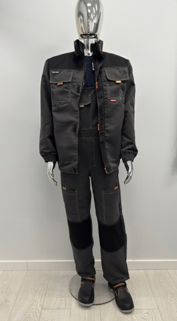 Костюм Nerss «МАНХЕТТЕН», куртка + полукомбинезон. Черный с серым.