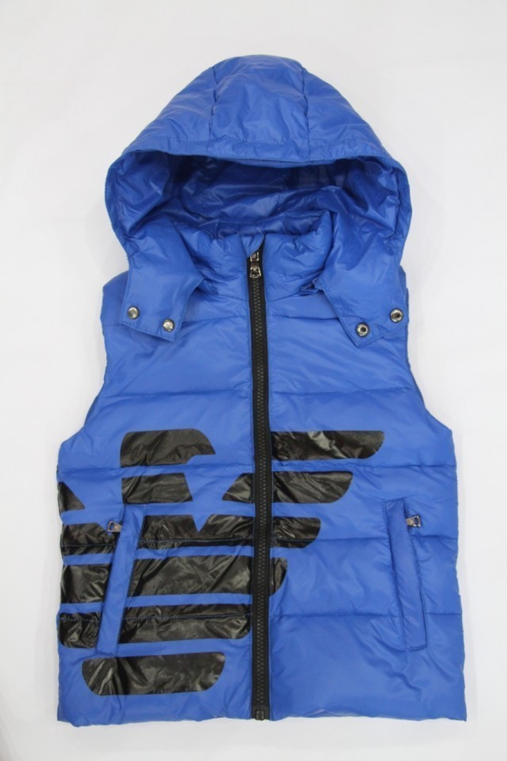 Жилет однотонный с принтом логотипа и капюшоном