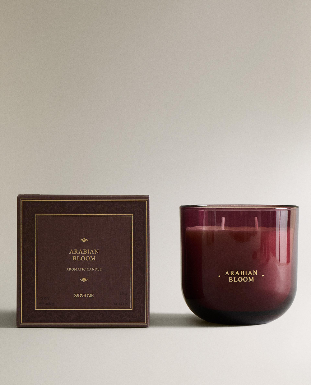 Zara Home Свеча ароматическая Arabian Bloom 400 г, растительный воск, аромат цветочный, Розовый