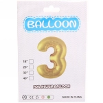 Шар фольгированный 81 см “Цифра 3” (золото)