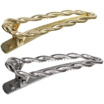 Зажим для волос «AKS - DesignPRO», косичка, цвет золото и хром, 6*1,5см