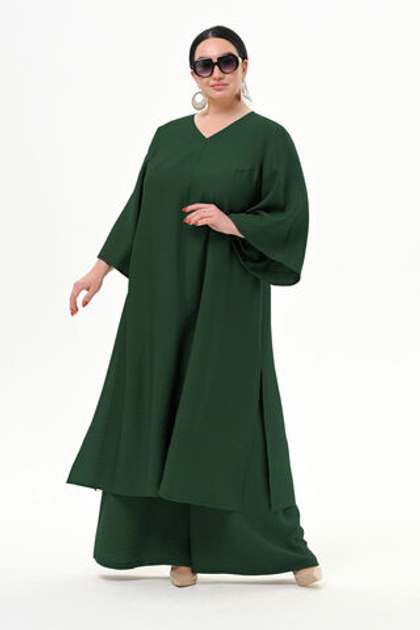 Туника длинная с разрезами, изумрудная