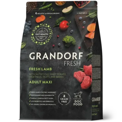 Grandorf Fresh, Fresh Lamb, Adult Maxi для собак крупных пород (Свежее мясо ягненка с бататом)