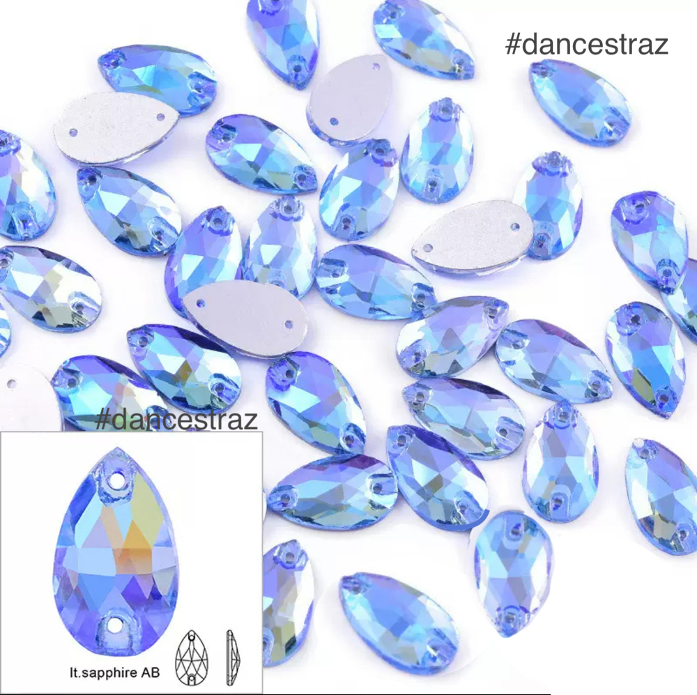 Стразы пришивные, Teardrop, Light Sapphire AB, A3-P46, 13*22mm, (20 ea/pkg), 3A (F2)
