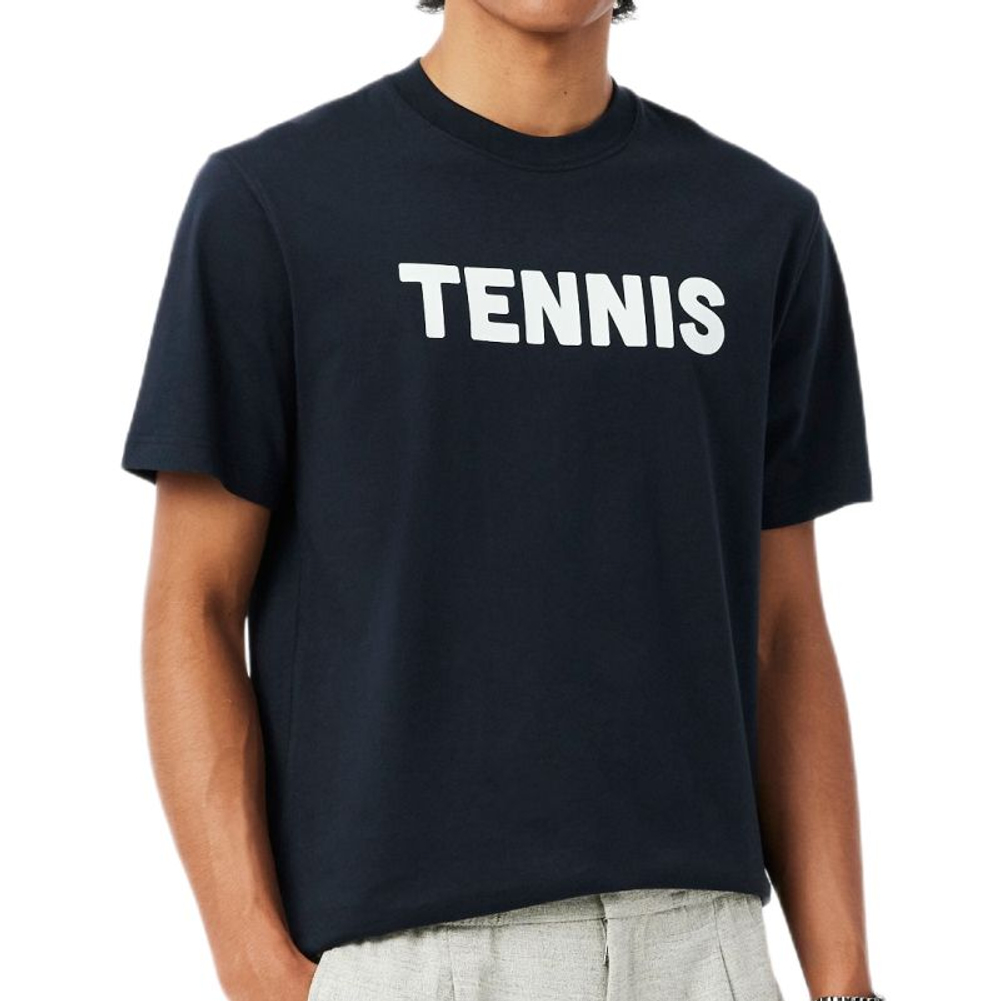 Мужская теннисная футболка Lacoste Printed Cotton - black