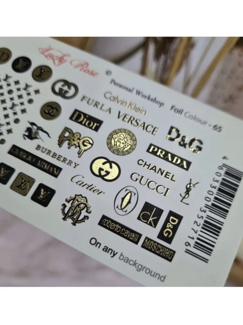 Lucky Rose Слайдеры наклейки для длинных ногтей Foil 065