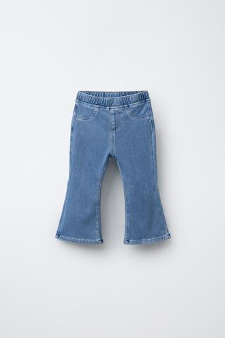 ZARA ЛЕГИНСЫ FLARE С ЭФФЕКТОМ ДЕНИМА, ВЫЦВЕТШИЙ СИНИЙ