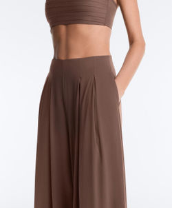 Oysho Широкие брюки Light Touch с вытачками, коричневый