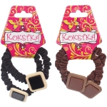 Резинки для волос 2шт «ФАНТЕЭГРО», квадраты, цвет черный, молочный и коричневый, d-5.5см (Кокетка)